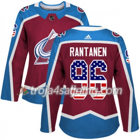 Colorado Avalanche tröja Mikko Rantanen 96 Adidas 2017-2018 Burgundy Röd USA Flag Fashion Authentic - Dame NHL Tröjor